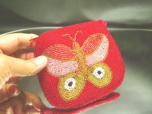 Top quality Embroidery Beaded coin pouch With Butterfly Design Vintage Style Zipper Closure Mini Size unique luxury design pouch - Product Image 1