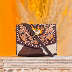 High Quality 100% Genuine Leather Women's Shoulder Bag Set Tooled Clear Bag With Matching Wallets For Carving Tooling Sling Bags - Product Image 1