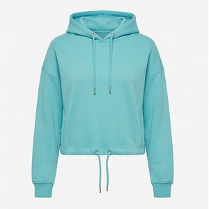 Sweat-shirt à capuche court personnalisé pour femme, style urbain, tendance hiver, avec logo frontal, décontracté et à la mode - Product Image 1