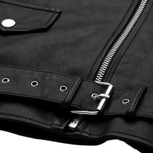 <b>Women's</b> Black Genuine <b>Leather</b> Thick <b>Hooded</b> Moto <b>Jacket</b> Turn-down Collar Zipper Closure Slim Fit Regular Sleeve Solid Color - Product Image 4