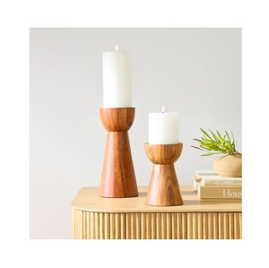 <b>Wooden</b> Candle Lantern Holder Rustic Handmade Home Accent for Dining Table Living Room Bedroom Balcony Patio and Festive Decor - Product Image 3