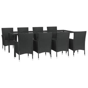 Ensemble de 8 ensembles de salle à manger de jardin noirs pour patio - Product Image 3