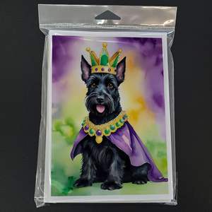 Paquete de tarjetas de felicitación Scottish Terrier King of Mardi Gras 8 tarjetas de notas en blanco A7 tamaño 5x7 con sobres diseño caprichoso - Product Image 3