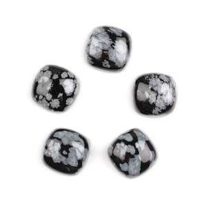 Cabochon en obsidienne flocon de neige naturelle de qualité supérieure, calibré, 10 mm, forme coussin, dos plat, vente en gros, pierre précieuse en vrac pour la fabrication de bijoux - Product Image 1