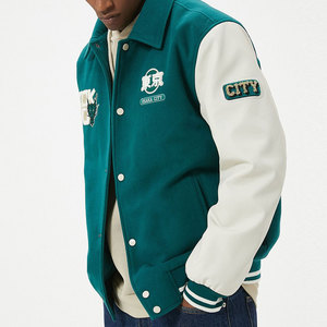 New Arrival Custom Embroidery Logo Brown White Leather Sleeves Women's College Varsity Jackets Friendly Jackets <b>Wool</b> Letterman - Product Image 2