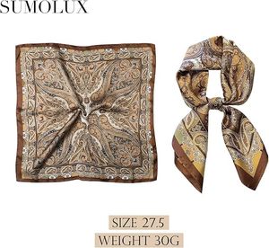 Women Silk Square <b>Hijab</b> With Paisley Pattern Multifunctional Head Scarf For Daily Wear All Seasons - Product Image 5