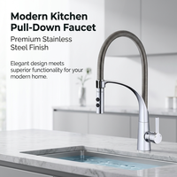Nouvelle conception de robinet de cuisine monotrou avec plaque de fixation, mitigeur d'évier de cuisine à levier unique, eau chaude et froide, finition nickel brossé