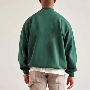 Sudadera de algodón para hombre con cuello redondo, estilo vintage lavado, cuello simulado, estampado desgastado, logo bordado 3D, invierno, OEM, venta al por mayor, alta calidad - Product Image 2