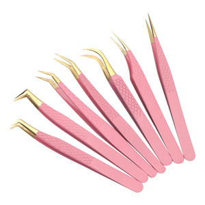 แหนบติดขนตาสีชมพูปลายทองแบบปรับแต่งได้ เป็นมิตรกับสิ่งแวดล้อม เหมาะสำหรับการแยกขนตาธรรมชาติ - Product Image 1