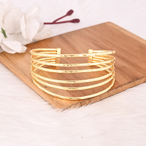 Bracelet manchette ouvert en laiton plaqué or fait main, élégant, multicouche, tendance, bijoux de mode pour femmes et jeunes filles, cadeau - Product Image 4