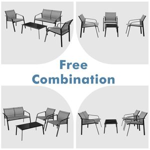 Set di 4 pezzi di mobili da giardino con bracciolo divanetti e tavolo di vetro per ponte - Product Image 6