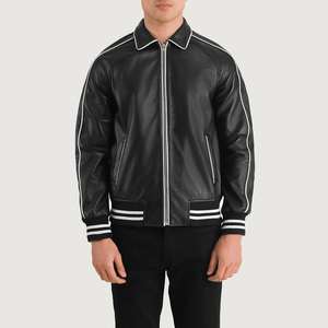 Blouson universitaire streetwear sur mesure en gros pour homme, taille adulte, avec fermeture éclair, col montant, coupe-vent et respirant, décontracté - Product Image 4