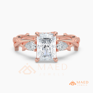 แหวนหมั้นทองคำ 14K โรสโกลด์ ประดับมอสซาไนต์ทรงเอเมอรัลด์ วินเทจ สำหรับเจ้าสาว ของขวัญงานแต่งงานสำหรับเธอ สหรัฐอเมริกา - Product Image 5