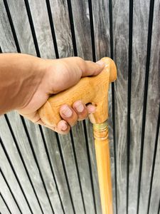 Canne de marche en bois de hêtre avec poignée en hêtre poli, multifonctionnelle, à suspendre au mur - Product Image 2