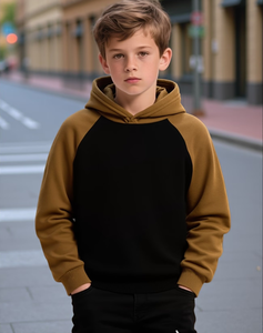 Baby Children Breathable Hooded Sweatshirt 100% Cotton Black Brown Regular Sleeve Casual Autumn Wear Knitted Fabric Unlined - Product Image 4