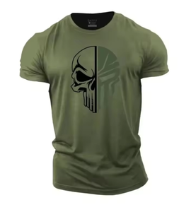 Men's digital printed <b>skull</b> printed T-shirt Fitness <b>top</b> Short sleeve T-shirt quick drying breathable - Product Image 2