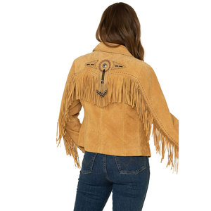 Solid Trader High Quality Tassel Detail Western Fashion Slim Fit Soft Texture <b>Suede</b> Fringe Leather <b>Jacket</b> - Product Image 3
