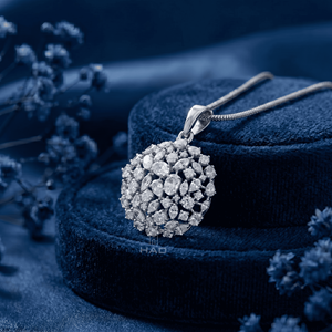Colgante redondo de diamante cultivado en laboratorio, collar con racimo de diamantes, colgante con halo floral, elegante joyería fina para mujer, colgante de regalo para mujer - Product Image 3