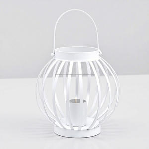 Linterna de tarro de vela de hierro blanco moderno, luz de decoración colgante elegante para sala de estar interior, jardín o Patio para Navidad - Product Image 2