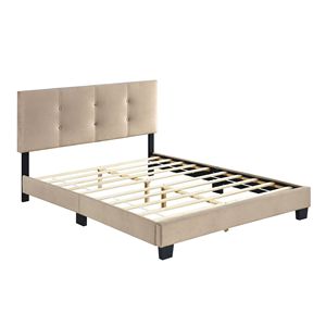 Testiera Regolabile in Altezza Rivestita in Velluto Marrone Chiaro, 1 Pezzo, in Legno Massello, per Camera da Letto - Letto Matrimoniale con Piattaforma e Testiera Trapuntata a Bottoni - Product Image 5