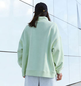 Sweat-shirt oversize vert pâle pour femme, col montant, en molleton épais de qualité supérieure, à manches longues, pull décontracté minimaliste - Product Image 4