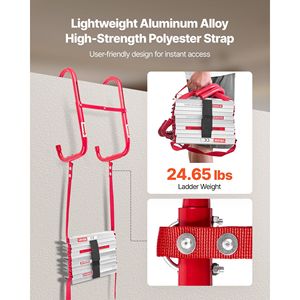 Échelle d'évacuation en aluminium léger à 5-6 marches, 50 pieds, rétractable, pour la sécurité incendie à domicile - Product Image 4