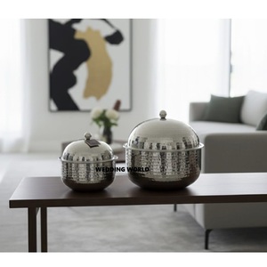 Stainless Steel Hammered Hotpot <b>Mirror</b> Polished Designer Casserole Kitchen Ware <b>Tabletop</b> Luxury Metal Food Warmer - Product Image 1