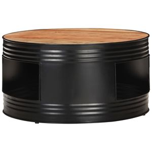 Table basse ronde moyenne en bois d'acacia massif, couleur noire - Product Image 2