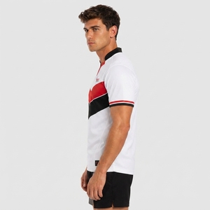 Camiseta de Rugby de Manga Corta para Hombre 2026, Blanca, Roja y Negra, con Bloques de Color, Cuello en V, Absorbe la Humedad, Ajustada, Ropa Deportiva - Product Image 5