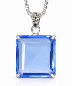 Colgante de Zafiro Azul Cultivado en Laboratorio, Gema Cuadrada de 108.65 Ct, Plata de Ley 925, Joyería de Lujo, Regalo para Ella - Product Image 6