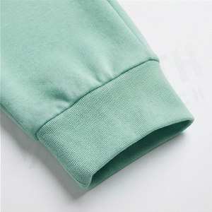 Survêtement unisexe vert menthe à capuche, manches longues, couleur unie, vêtements de sport décontractés avec poches latérales, matière en coton respirant - Product Image 6