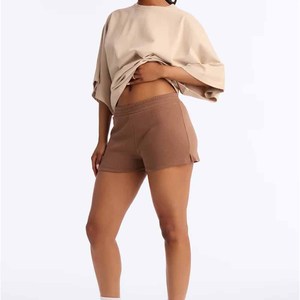 Casual Custom <b>Women's</b> <b>White</b> High Waist Cotton Knitted <b>Shorts</b> Elastic Waist Casual Summer Sweat <b>Shorts</b> Sporty <b>Shorts</b> For <b>Women</b> - Product Image 5