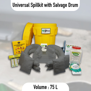 SABER SU75-SK/SD Universal 75L Spill Kit-Hazardous Chemical Absorbent Heavy Duty Emergency Salvage Drum - Product Image 3
