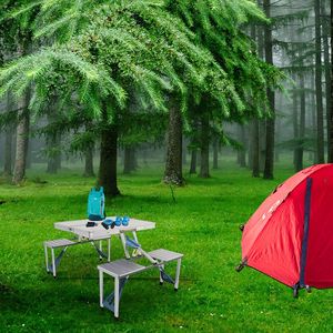 Tavolo e Sedia Pieghevoli in Lega di Alluminio One Piece, Altezza Regolabile, Portatili per Campeggio, Picnic, Parco e Uso in Cucina - Product Image 4