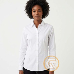 Alpha |   Chemise décontractée noire pour femme Kapa avec logo brodé sur le devant, manches raglan, col rabattu, coupe classique, 100 % coton - Product Image 2