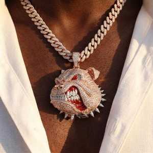 Pendentif personnalisé en forme de bouledogue 3D en moissanite plaqué rhodium avec argent 925, bijoux fins, pendentifs et breloques - Product Image 4