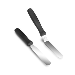 Set di 2 mini spatole per pasticceria e cucina in acciaio inossidabile con manici neri - Product Image 1