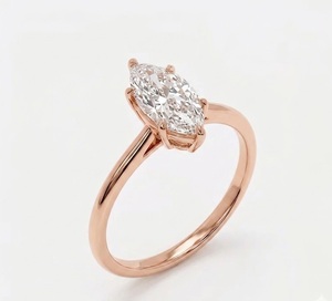Anillo de Compromiso Clásico VBSR-8 con Certificado IGI, Oro Blanco de 14K, Anillo Solitario de Oro Real con Diamante de Laboratorio de Corte Marquesa de 3CT, Color E, VVS2 - Product Image 2
