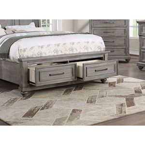 Base de Cama Queen Size Vintage Gris con Cajón Inferior, Hermoso Mueble de Dormitorio con Panel, 1 Cómoda - Product Image 6