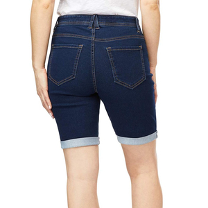 High Waisted Denim Shorts Women's Straight Leg Distressed Cotton Casual <b>Summer</b> Style Rolled Cuff Blue Jean Shorts - Product Image 6
