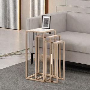 New Design Multipurpose Side <b>Table</b> <b>Set</b> of 3 Living Room Furniture with <b>Marble</b> Top Iron Frame for Home Bed Hotels Restaurants - Product Image 5