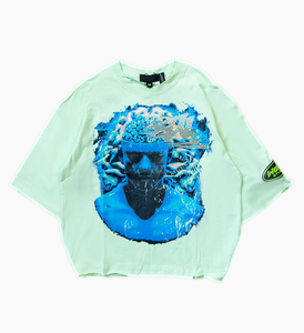 Camiseta Oversize de Streetwear para Hombre con Estampado Gráfico de Estrella y Símbolo de la Paz, Diseño de Estatua 'Protege a la Juventud', Ajuste Holgado, Estilo Hip Hop Casual - Product Image 6