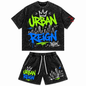 Urban Reign Men's Streetwear T-<b>Shirt</b> Shorts Set Purple Graffiti Print Summer Casual Outfit Crew Neck Knitted Breathable - Product Image 6