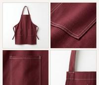 Tablier personnalisé en toile de coton bordeaux tissé avec deux poches, unisexe, pour restaurant et bar