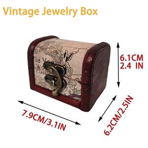 2-Piece <b>Vintage</b> Wooden <b>Box</b> Set Lockable Lidded Jewelry Containers for Collectibles Wedding Gifts Table Decor Model D0100XUDNPW - Product Image 6