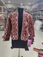 Jaket Wanita Bohemian Tanpa Kancing Depan Lengan Panjang Motif Batik Bordir 100% Katun Pakaian Luar Kasual Semua Musim HADIAH UNTUK DIA