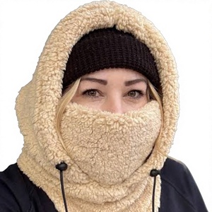 Cagoule personnalisée en polaire pelucheuse pour l'hiver, masque cache-cou chaud pour le ski en extérieur avec cordon de serrage - Product Image 2