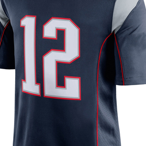 Maillot de football américain bleu marine de qualité supérieure, col en V, manches courtes, imprimé, séchage rapide, 100% polyester, t-shirt de sport personnalisé - Product Image 4