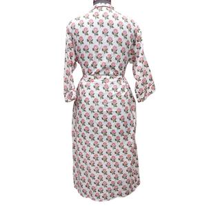 Hermoso Kimono Largo de Algodón Hecho a Mano para Mujer, con Mangas Tres Cuartos, Suave, Lavable a Máquina, Cuello en V y Cierre de Cinturón Rápido - Product Image 6