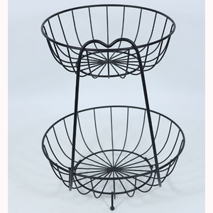 Panier de rangement en fil métallique à 2 niveaux avec poignées, organisateur de salle de bain moderne circulaire pour serviettes et articles de toilette - Product Image 2